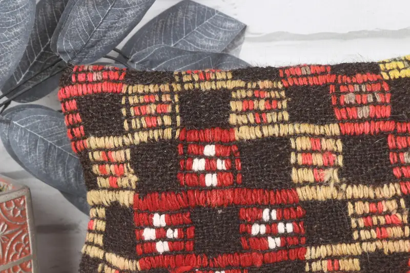 Authentic Pillow Case, Cushion Cover, Turkish Kilim Pillow, 8x16 Red Pillow, Neutral Throw Cushion, Boho Pillow, Throw Kilim Pillow - 2