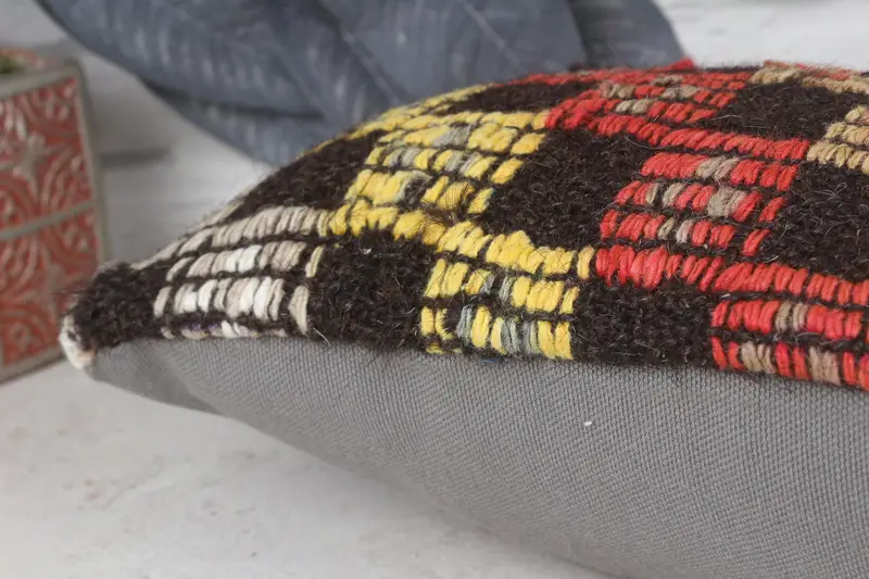 Authentic Pillow Case, Cushion Cover, Turkish Kilim Pillow, 8x16 Red Pillow, Neutral Throw Cushion, Boho Pillow, Throw Kilim Pillow - 7