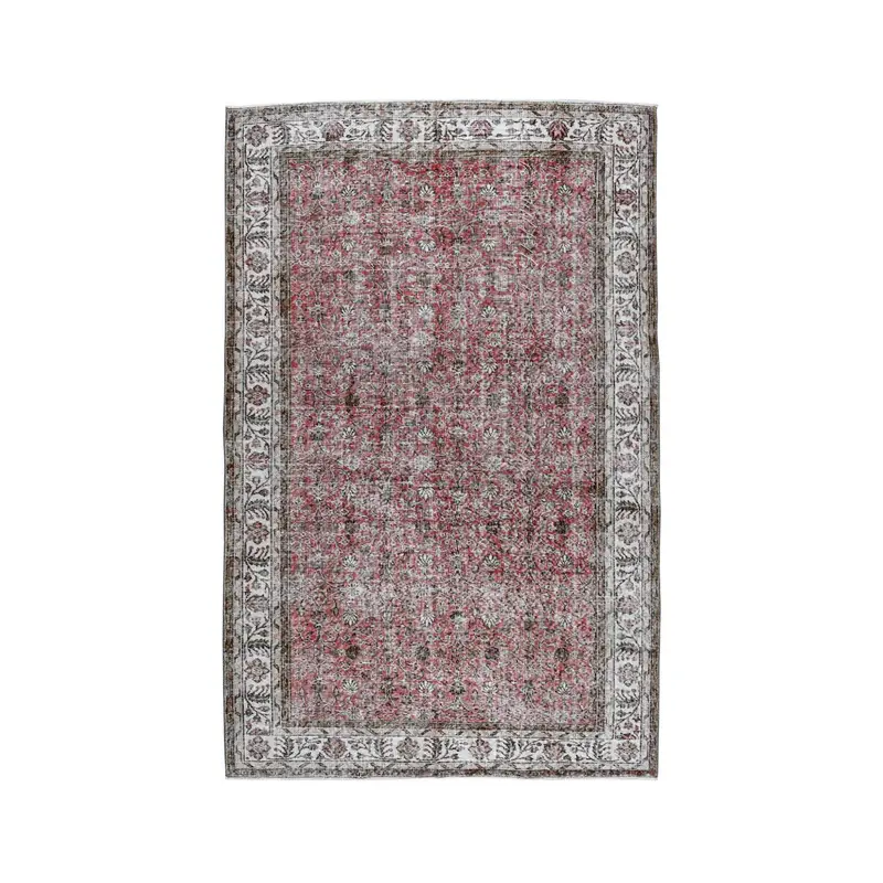 Türk Büyük Halı, 6.1x9.7 ft Vintage Halı, Kırmızı Oushak Yün Halı - 1