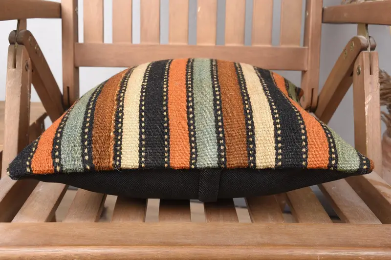 Morroccon Kilim Cushion Cushion, Outdoor Cushion Case, Pillow, Vintage Kilim Pillow, 14x14 Green Pillow, Kilim Pillow, Kilim Pillow Cover - 5