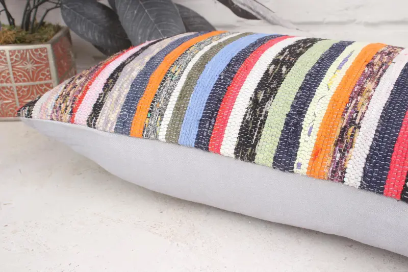 12x20 Rainbow Cushion Case, Cushion, Boho Pillow Sham Cover, Turkish Kilim Pillow, Vintage Kilim Pillow Pillow Case, Kilim Pillow Cover - 7