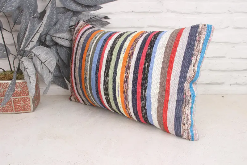 12x20 Rainbow Cushion Case, Cushion, Boho Pillow Sham Cover, Turkish Kilim Pillow, Vintage Kilim Pillow Pillow Case, Kilim Pillow Cover - 4