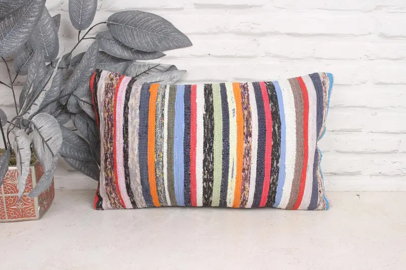 12x20 Rainbow Cushion Case, Cushion, Boho Pillow Sham Cover, Turkish Kilim Pillow, Vintage Kilim Pillow Pillow Case, Kilim Pillow Cover - 1