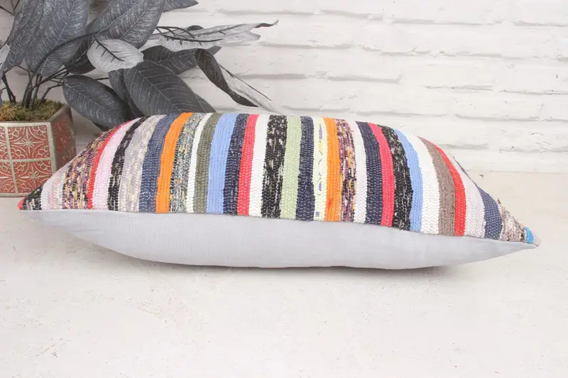 12x20 Rainbow Cushion Case, Cushion, Boho Pillow Sham Cover, Turkish Kilim Pillow, Vintage Kilim Pillow Pillow Case, Kilim Pillow Cover - 5