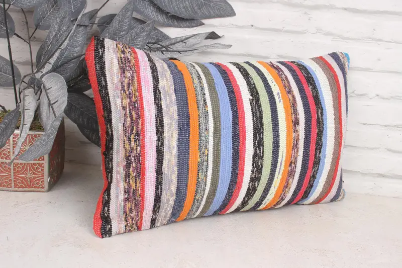 12x20 Rainbow Cushion Case, Cushion, Boho Pillow Sham Cover, Turkish Kilim Pillow, Vintage Kilim Pillow Pillow Case, Kilim Pillow Cover - 3