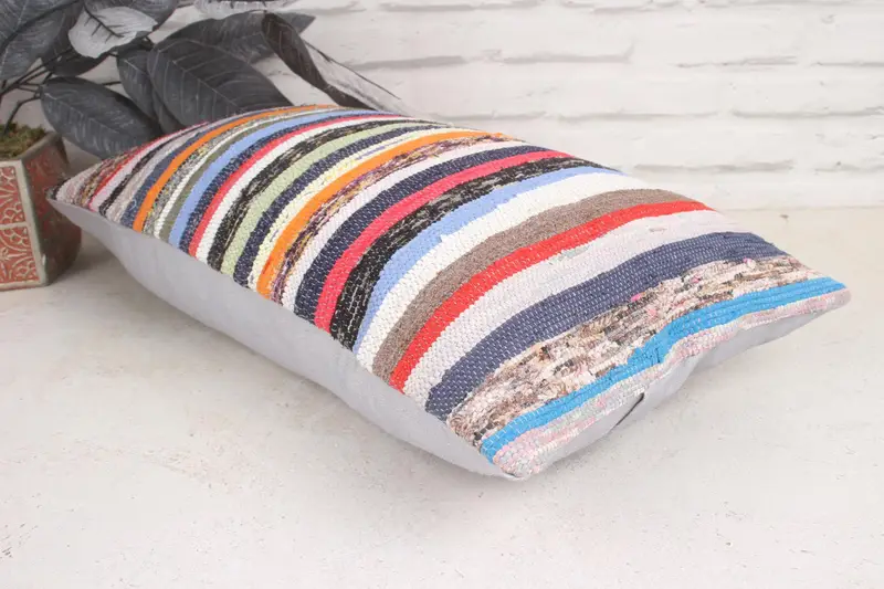 12x20 Rainbow Cushion Case, Cushion, Boho Pillow Sham Cover, Turkish Kilim Pillow, Vintage Kilim Pillow Pillow Case, Kilim Pillow Cover - 6