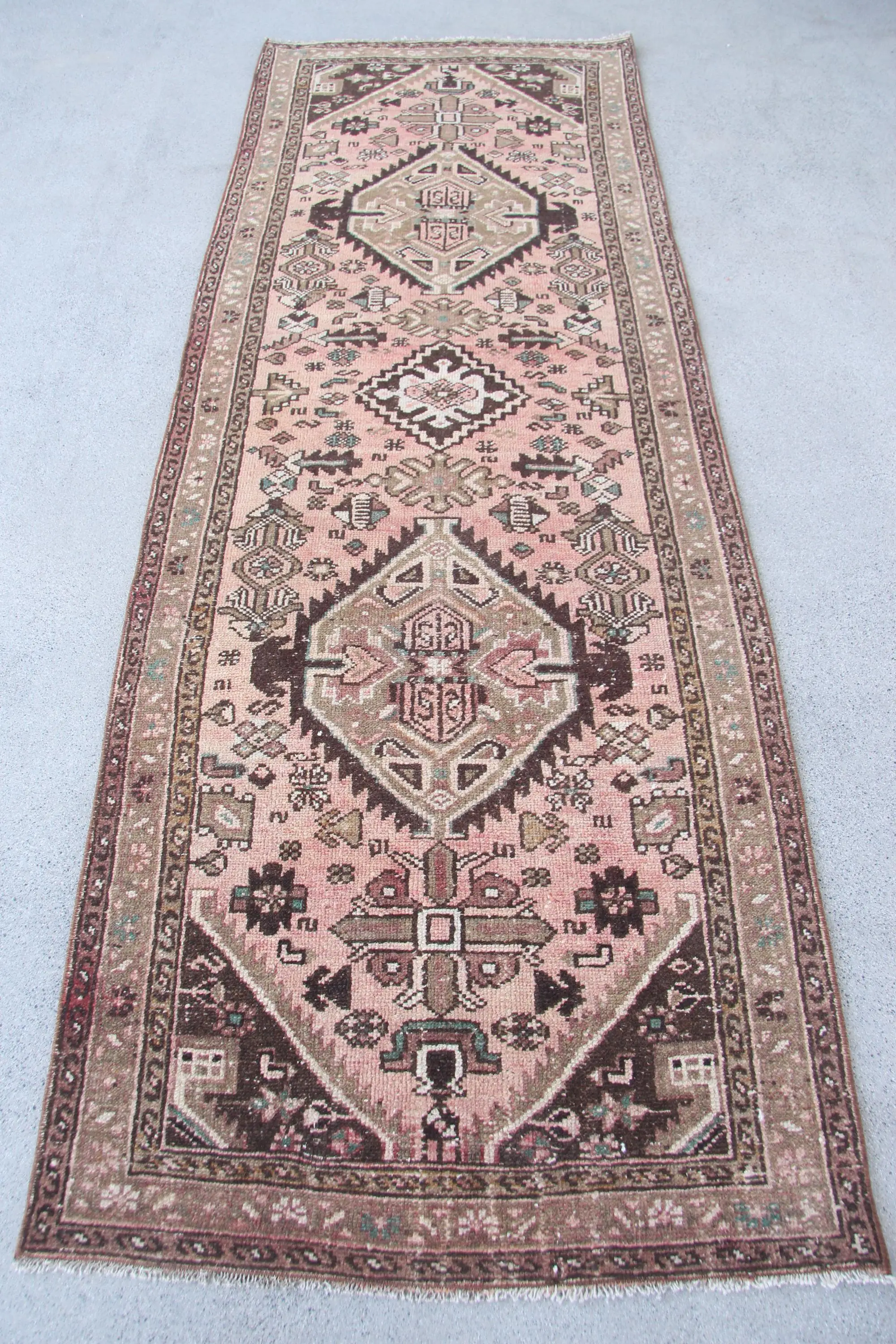 3,2x9,3 ft Vintage Teppich, türkischer Teppich, rosa marokkanischer Wollteppich - 1