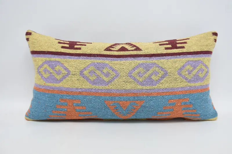 Pillow Sham, Ethnic Pillow Cover Pillow Case, Kilim Pillow, Interior Designer Pillow, Anatolian Pillow, Turkish Kilim Pillow, 12x24 Purple Cushion - 5