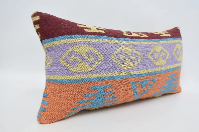 Pillow Sham, Ethnic Pillow Cover Pillow Case, Kilim Pillow, Interior Designer Pillow, Anatolian Pillow, Turkish Kilim Pillow, 12x24 Purple Cushion - 3