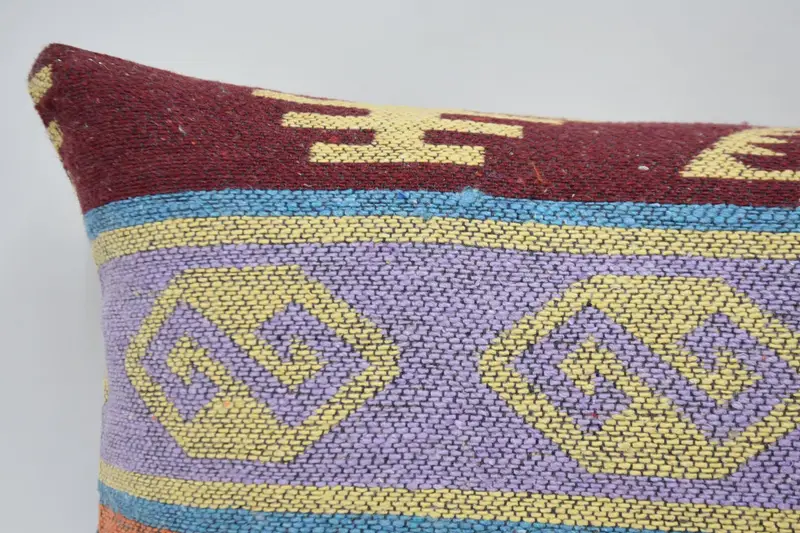 Pillow Sham, Ethnic Pillow Cover Pillow Case, Kilim Pillow, Interior Designer Pillow, Anatolian Pillow, Turkish Kilim Pillow, 12x24 Purple Cushion - 2