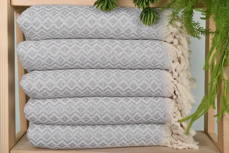 Personalized Light Gray Cotton Towel Diamond, 40x71 Inches