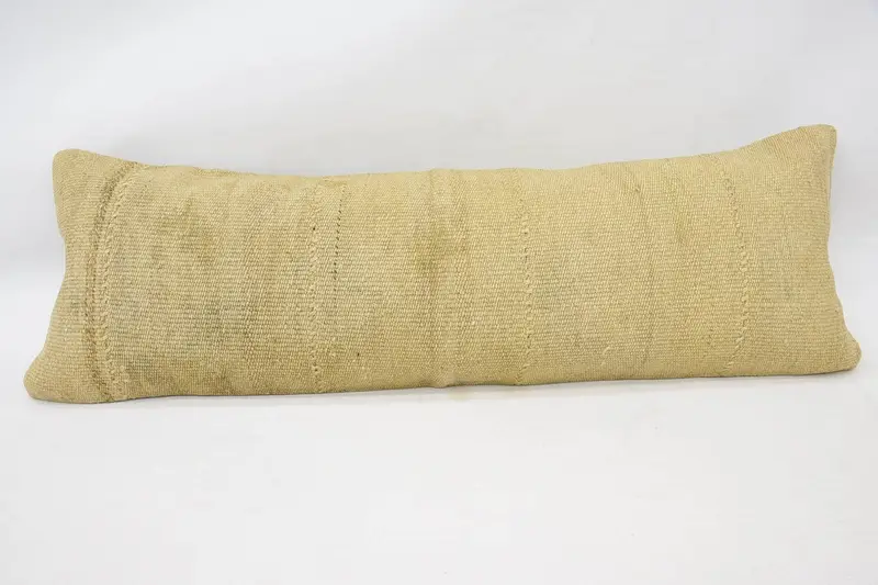 Rectangle Throw Plaid Cushion, Beige Decorative Antique 16x48 inch Pillow Case - 1