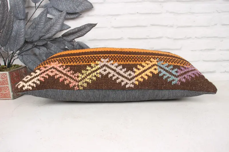 Sustainable Pillow Case, Chair Cushion, Gift Pillow, Custom Pillow Cover, Pillow Sham, Boho Pillow Sham Cover, Turkish Pillow, 12x24 Orange Cushion - 5