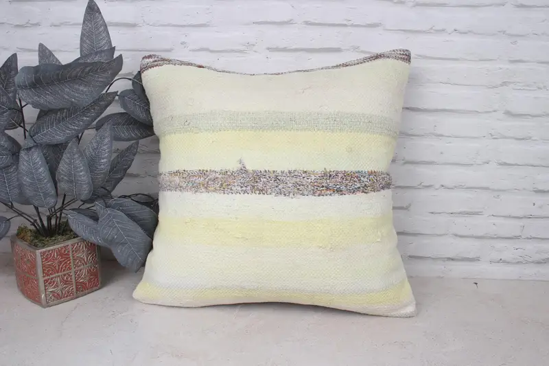 Kilim Pillow Cover, Cushion, Armchair Cushion Cover, Outdoor Pillow Sham, 20x20 Yellow Cushion Case, Turkish Kilim Pillow, Kilim Pillow - 1