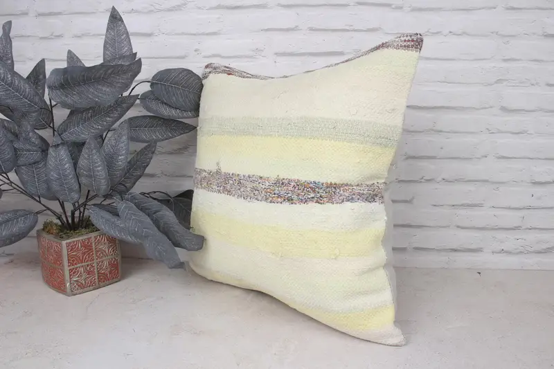 Kilim Pillow Cover, Cushion, Armchair Cushion Cover, Outdoor Pillow Sham, 20x20 Yellow Cushion Case, Turkish Kilim Pillow, Kilim Pillow - 4
