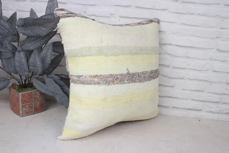 Kilim Pillow Cover, Cushion, Armchair Cushion Cover, Outdoor Pillow Sham, 20x20 Yellow Cushion Case, Turkish Kilim Pillow, Kilim Pillow - 3