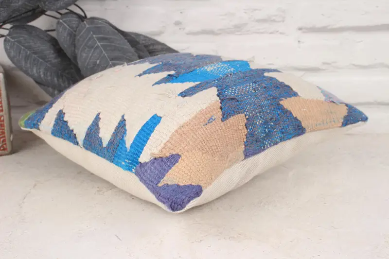 Handmade Kilim Cushion, 12x12 White Cushion Cover, Vintage Kilim Pillow, Retro Cushion Case, Pillow Case, Interior Designer Pillow - 6