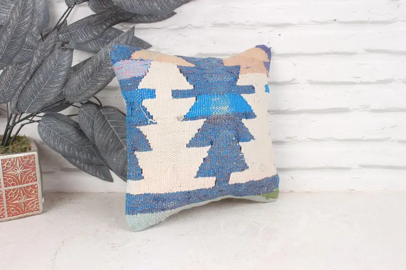 Handmade Kilim Cushion, 12x12 White Cushion Cover, Vintage Kilim Pillow, Retro Cushion Case, Pillow Case, Interior Designer Pillow - 3