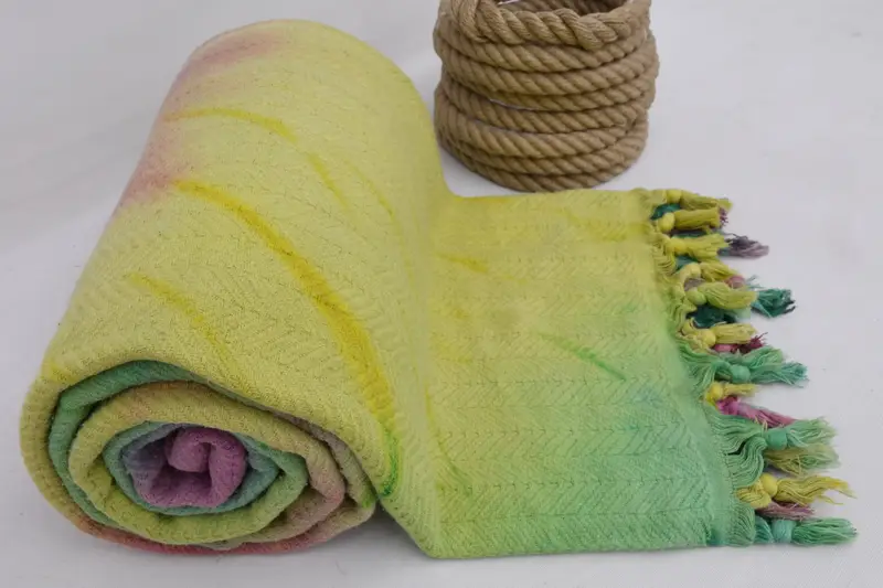 King Size Bedspread, Turkish Blanket Throw, 92x68 Cotton Tie Dye Chevron Towel, Throw Blanket, Bedspread, Christmas Tablecloth, Boho Throw Blankets - 5