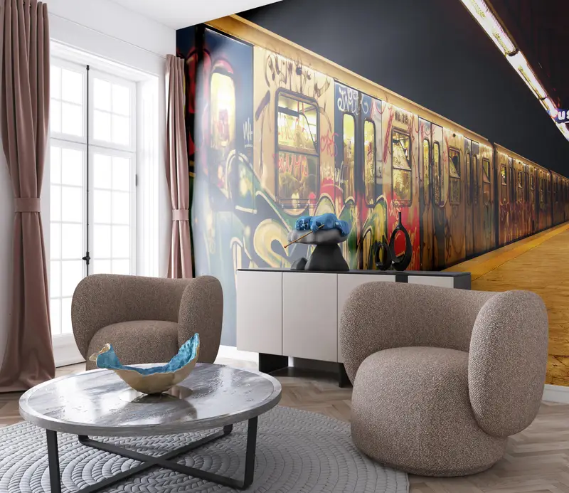 Subway Station Wall Mural, Subway Wall Decor, Graffiti Wall Print, Wall Decorations, Graffiti On The Subway Wall Decor, 3D Wallpaper, - 8