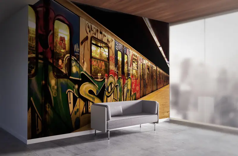 Subway Station Wall Mural, Subway Wall Decor, Graffiti Wall Print, Wall Decorations, Graffiti On The Subway Wall Decor, 3D Wallpaper, - 6