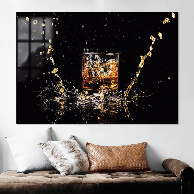 エレガントなブラックワインバーキャンバス - パブ装飾用のプリントアートワーク