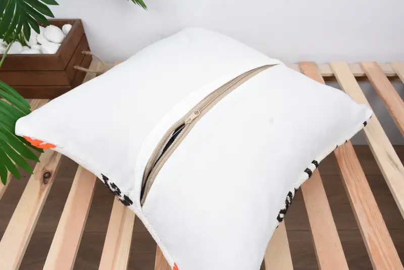 Oriental Cushion, 20x20 White Pillow, Vintage Cushion, Boho Pillow Sham Cover, Pillow Cover, Ethnical Kilim Rug Pillow, Boho Pillow - 8