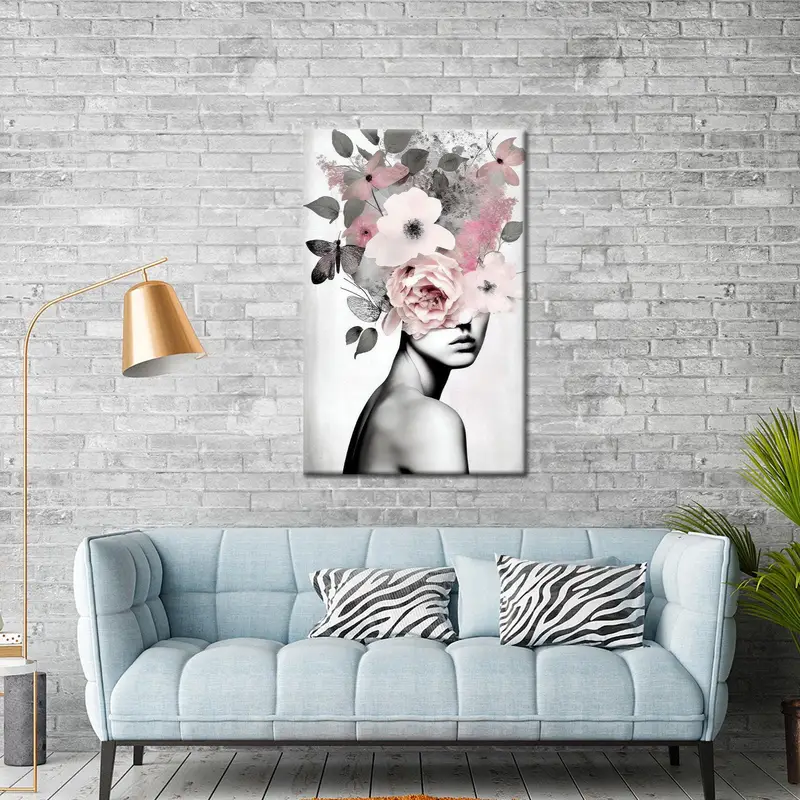 女性のためのエレガントなピンクの抽象的な花のキャンバスプリント