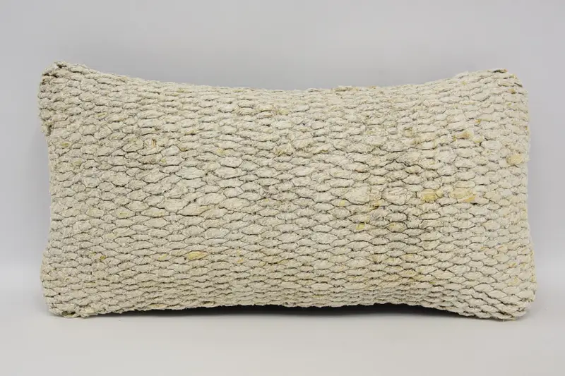 Vintage Rectangle Pillow Case, 8x16 inch DesignerBeige Gift Wool Cushion Case - 1