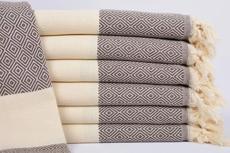 Personalized Brown Diamond Beach Towel, 70x40 Inches, Organic Cotton