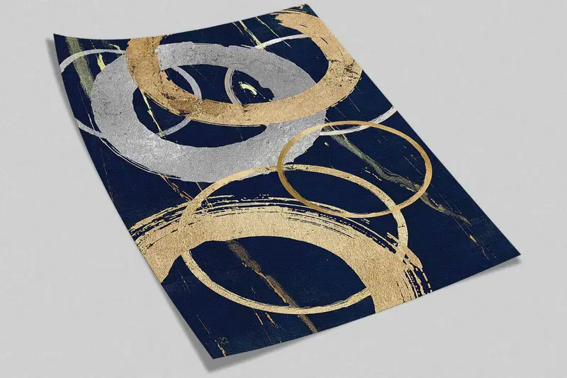 Goldwandabziehbilder, Schichtpapierkunst, Gold- und Silberringe Wandbild, modern - 6
