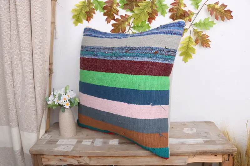 20x20 Green Pillow Sham, Pillow Cover, Home Decor Pillow, Retro Pillow, Handmade Kilim Cushion, Custom Cushion Case, Turkish Pillow - 4