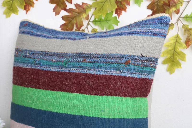 20x20 Green Pillow Sham, Pillow Cover, Home Decor Pillow, Retro Pillow, Handmade Kilim Cushion, Custom Cushion Case, Turkish Pillow - 5