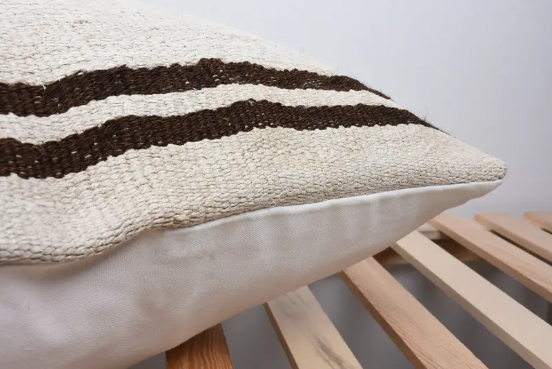 Pillow Case, Meditation Pillow, Home Decor Pillow, 20x28 Beige Cushion Cover, Bench Cushion, Kilim Cushion Sham, Interior Designer Pillow - 7