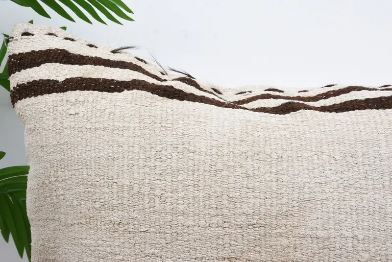 Pillow Case, Meditation Pillow, Home Decor Pillow, 20x28 Beige Cushion Cover, Bench Cushion, Kilim Cushion Sham, Interior Designer Pillow - 2