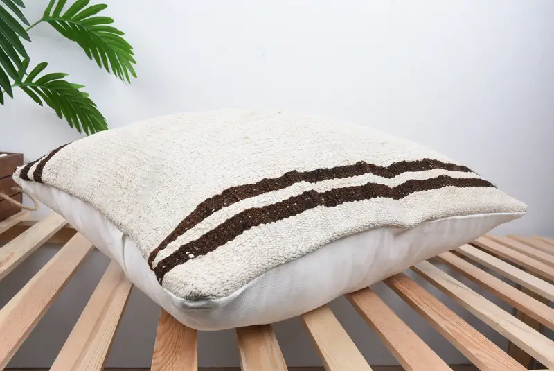 Pillow Case, Meditation Pillow, Home Decor Pillow, 20x28 Beige Cushion Cover, Bench Cushion, Kilim Cushion Sham, Interior Designer Pillow - 6