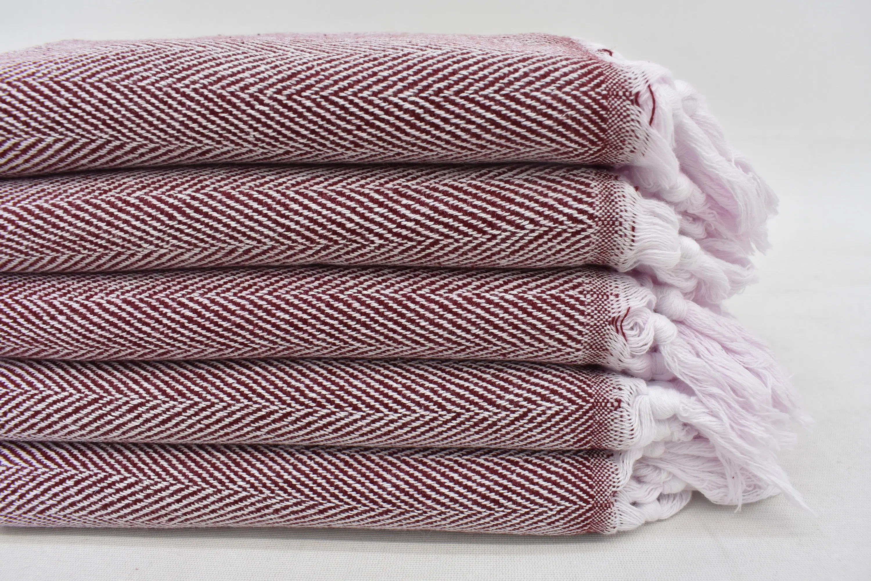 Custom Hand Towel, 36x18 Burgundy Herringbone Hand Towel, Organic Cotton - 1