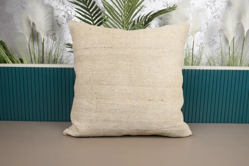 Funda de almohada turca beige, funda de cojín antigua de 70x70 cm, funda de cojín de jardín - 1