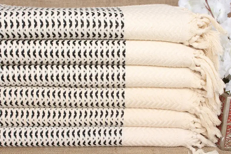 Monogrammed Beach Towel Turkish Cotton Black Diamond, 40x77 Inches