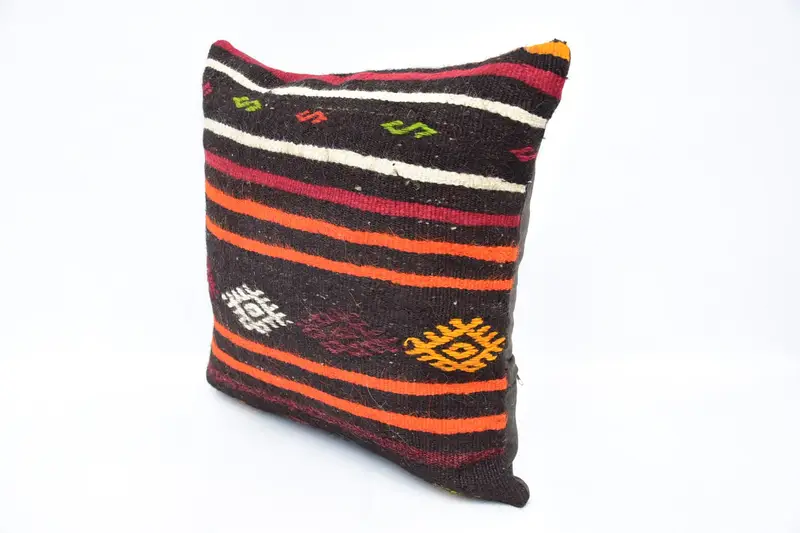 20x20 Brown Pillow, Handmade Kilim Cushion, Boho Pillow Sham Cover, Ethnical Kilim Rug Pillow, Pillow, Vintage Pillow, Turkish Corner Pillow Sham - 4
