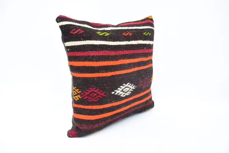 20x20 Brown Pillow, Handmade Kilim Cushion, Boho Pillow Sham Cover, Ethnical Kilim Rug Pillow, Pillow, Vintage Pillow, Turkish Corner Pillow Sham - 3