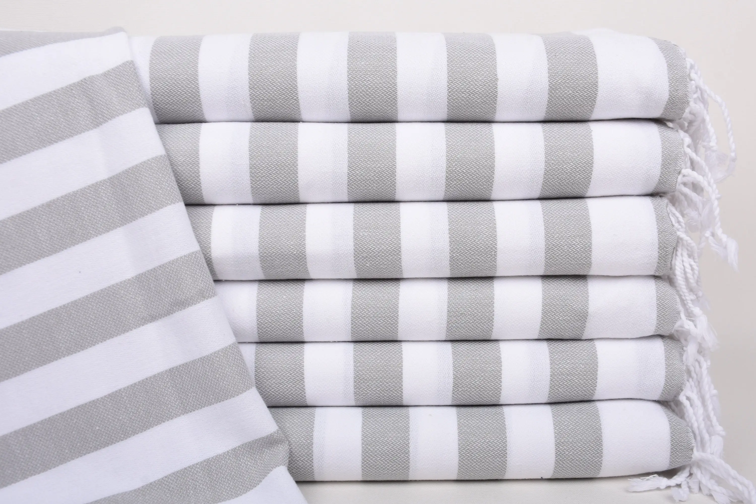 Gray Striped Turkish Cotton Dish Towel, 44x20 Inches, Organic Material - 1