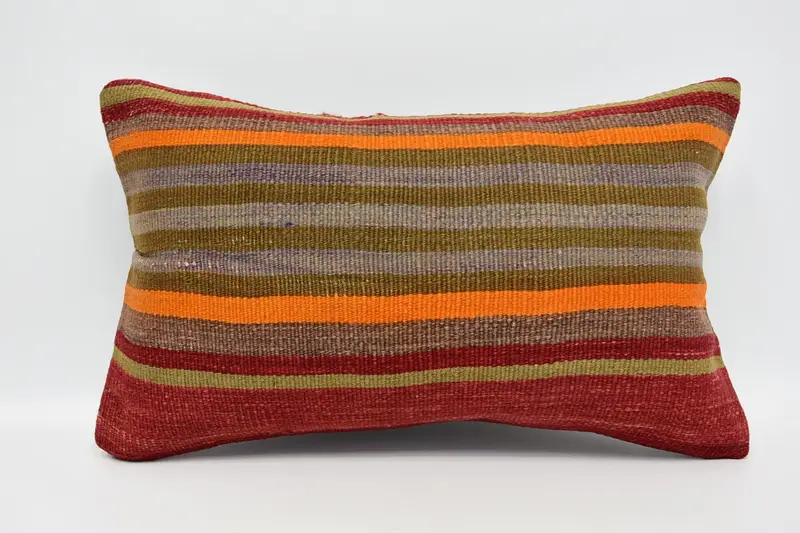 Vintage Moroccan Striped Pillow Cover, 12x20 inch Red Birthday Gift Pillowcase - 1