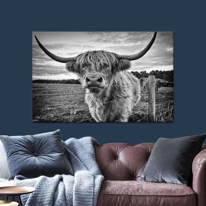 Lienzo de vaca salvaje de las tierras altas: impresión artística de naturaleza majestuosa