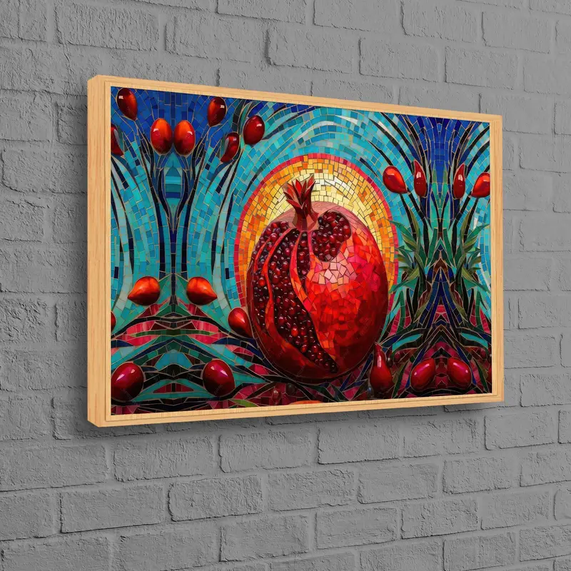 Tuval Baskı Zarif Soyut Mavi ve Kırmızı Mutfak