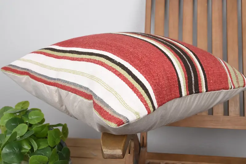 Interior Designer Pillow, Handmade Cushion Case, Home Decor Pillow, 20x20 Red Cushion Case, Kilim Pillow Cover, Pillow Case - 6