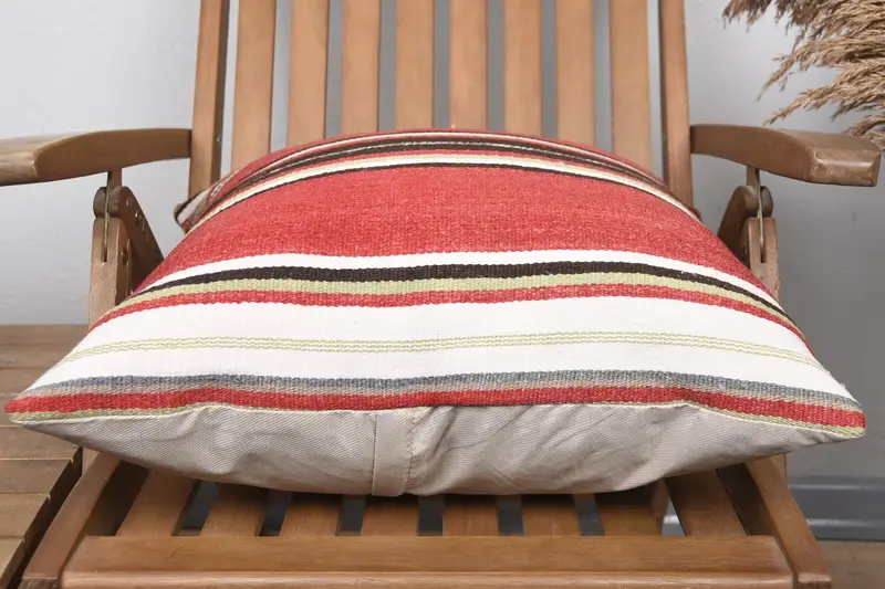 Interior Designer Pillow, Handmade Cushion Case, Home Decor Pillow, 20x20 Red Cushion Case, Kilim Pillow Cover, Pillow Case - 5