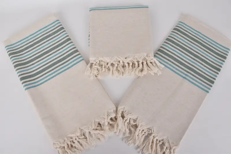 70x40 Linen Striped Towel, Wedding Day Gift For Bride, Bridal Shower Favors, Organic Cotton Towel, Large Turkish Towel, Best Friend Gift - 6