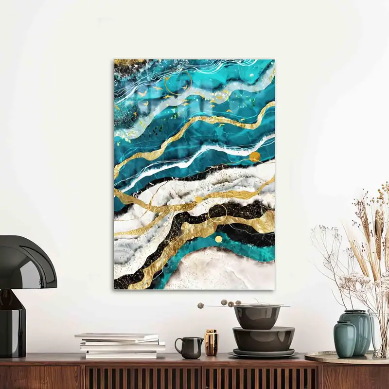 エレガントなプリントガラス: 豪華な装飾のためのモダンな大理石デザイン