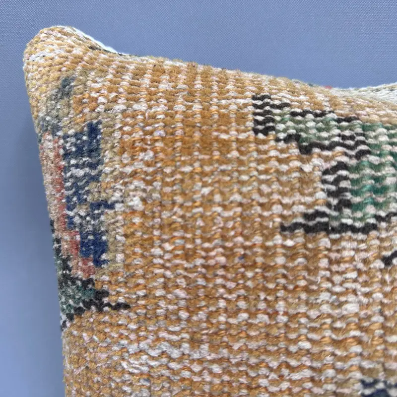 Turkish Kilim Pillow, Pillow Cover, Sustainable Pillow Case, Kilim Rug Pillow Case, 12x12 Orange Cushion Cover, Vintage Pillow, Home Decor Pillow - 5